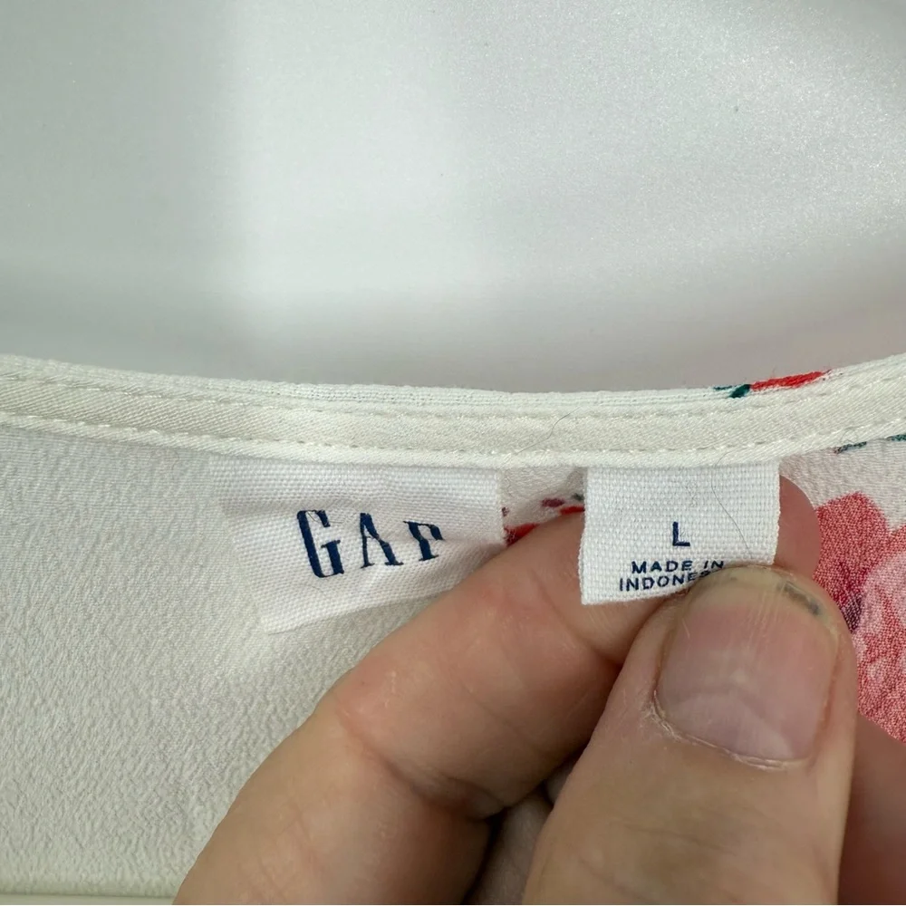 GAP Floral ruffle Wrap Mini Dress - White and Red L - Picture 12 of 15